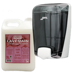 Pack Distributeur de savon  + lave main glycérine amande 5L