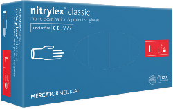 Boite de 100 Gants d'examen et de protection Nitrylex classic Taille L MERCATOR MEDICAL Blanc