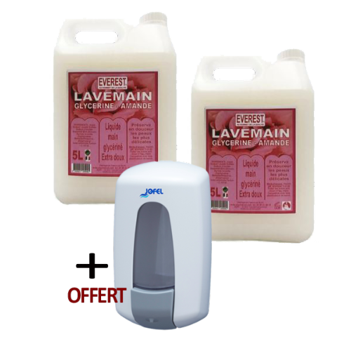 Lot de 2 Savons glycérine amande 5L + distributeur offert