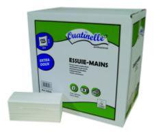Carton de 30 x 125 feuilles d'essuie mains enchevêtrés ZIGZAG pliage V - 2 PLIS BLANC
