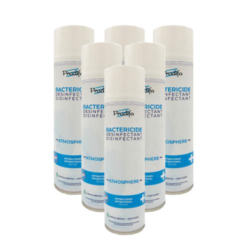 Lot de 6 aérosols 500 ML manuel Bactéricide Atmosphère Menthe