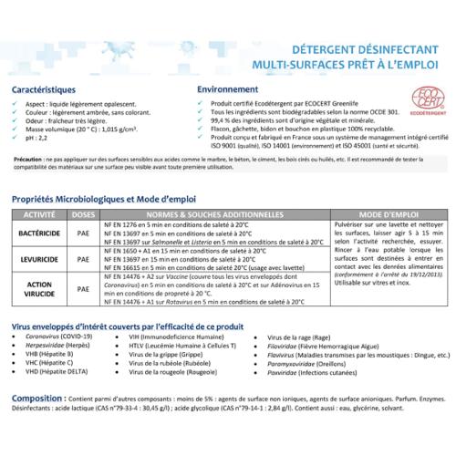 Détergent Désinfectant MultiSurfaces ACTIPUR PAE 5L