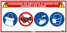 Panneau "4 en 1" spécial consignes de sécurité virus
