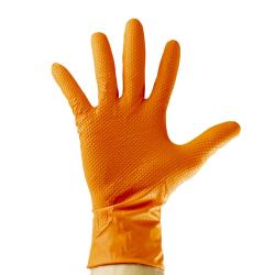 Boite de 100 Gants  Nitrile Texture Diamant Taille  XL - Epaisseur 7 Mil Orange