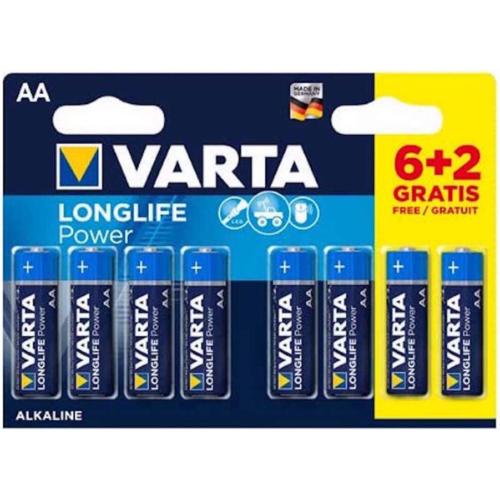 6+2 Piles Alcalines AA / LR6 Varta LongLife Power