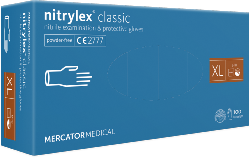 Boite de 100 Gants d'examen et de protection Nitrylex classic Taille XL MERCATOR MEDICAL Blanc