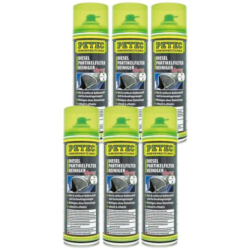 Lot de 6 Sprays nettoyant pour filtre à particules diesel avec flexible PETEC