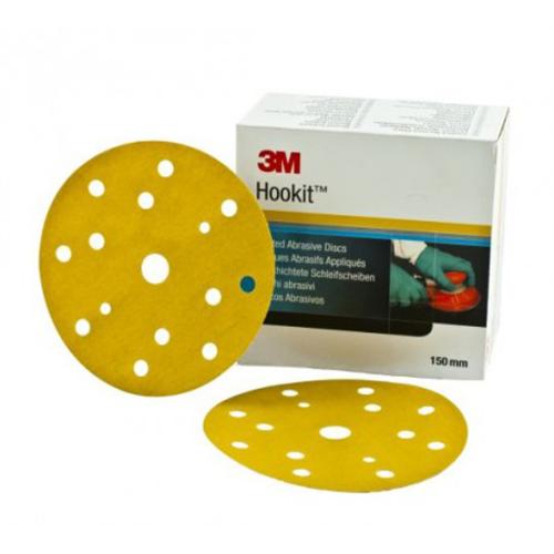 Boîte de 100 Disques à poncer 3M Hookit Gold 255P+ Diamètre 150 mm - 15 trous - Grain P120