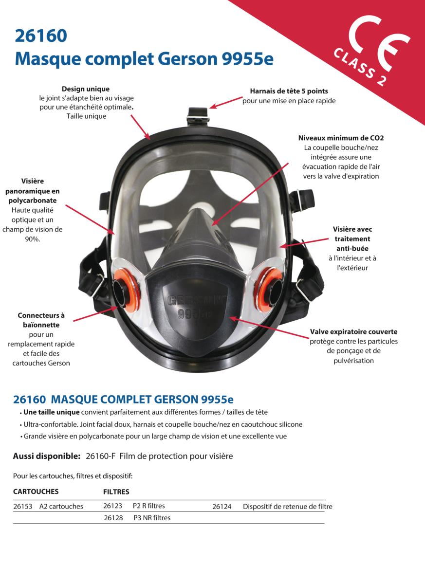 Masque complet 26160 avec pré-filtres, support, filtre