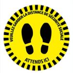 Adhsif de signalisation rond pour sols - Distance de scurit