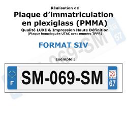Plaque d'immatriculation Plexiglas format SIV - DEPARTEMENT 67