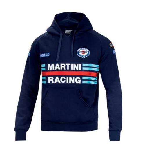 Sweat à capuche bleu marine motif grande bandes Martini Racing SPARCO - Taille L