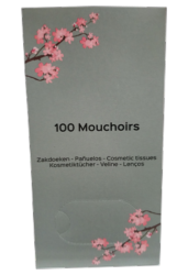 BOITE DISTRIBUTRICE DE 100 MOUCHOIRS PAPIER 21x21cm