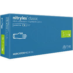 Boite de 100 Gants d'examen et de protection Nitrylex classic Taille S MERCATOR MEDICAL Bleu