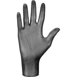 Boite de 100 Gants d’examen en vinyle, non poudrés Taille L, MERCATOR MEDICAL noire opaque.