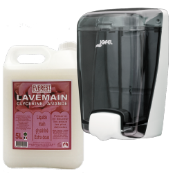 Pack Distributeur de savon  + lave main glycérine amande 5L
