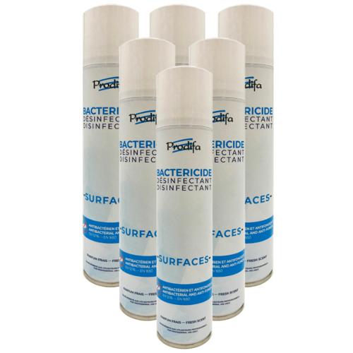 Lot de 6 aérosols manuels Désinfectant Bactéricide de surfaces 300 ML