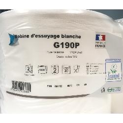 Lot de 2 bobines d'essuyage blanche - 1000 feuilles G190P  