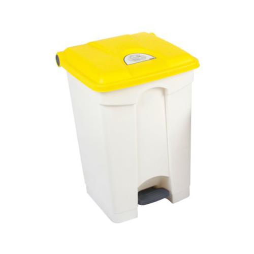 Poubelle TECHLINE 45L blanc avec couvercle jaune