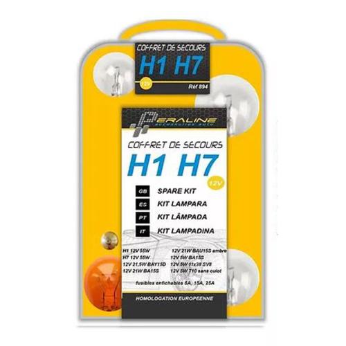 Coffret ampoules de secours pour voiture H1+ H7 12V