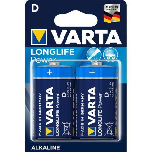 Lot de 2 Piles Alcalines D/LR20 VARTA LONGLIFE Power