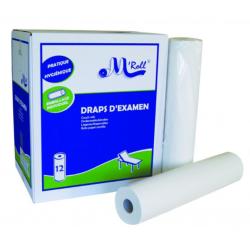 Carton de 12 Rouleaux de draps gaufrs colls pour table d'examen 2 Plis