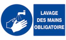 Panneau "Lavage des mains obligatoire" en PS choc