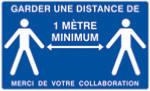 Panneau "Garder une distance de 1m minimum" en PS choc