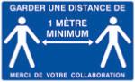 Panneau "Garder une distance de 1m minimum" en PS choc