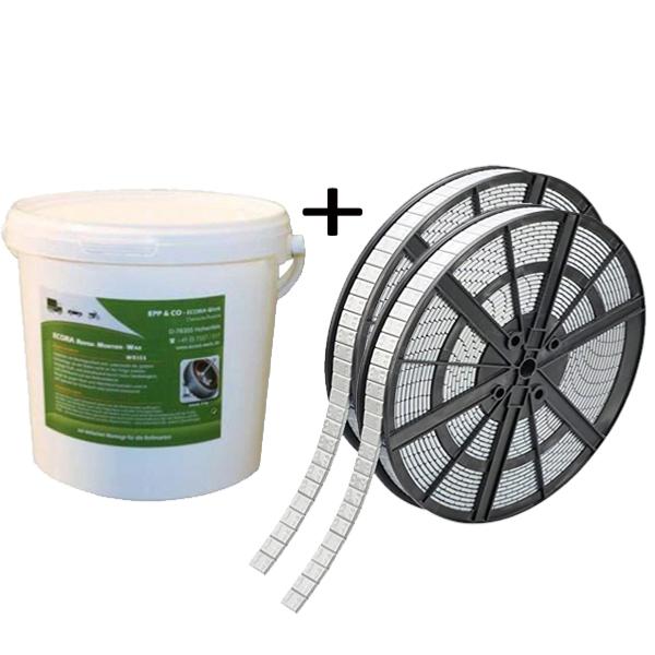 1 seau de graisse à pneu blanche 5kg + 2 rouleaux de 5kg de masses  adhésives 5g