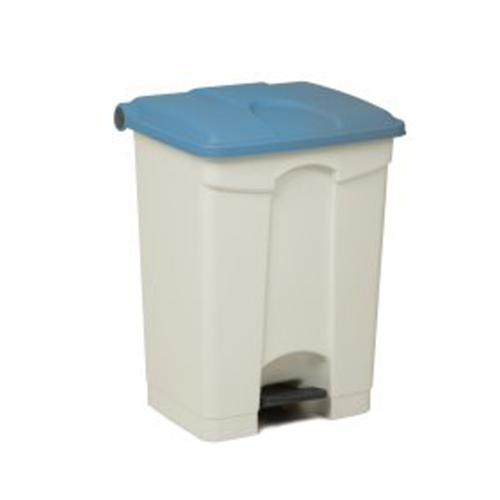 Poubelle TECHLINE 45L blanc avec couvercle bleu 