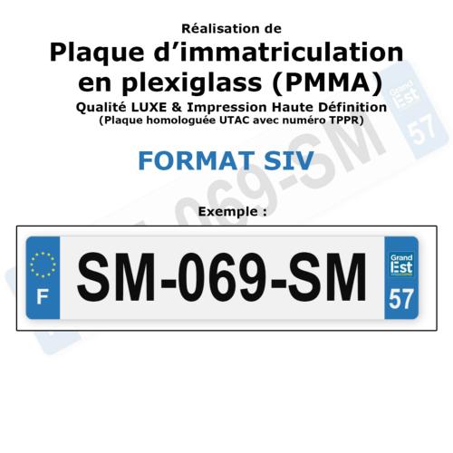 Plaque d'immatriculation Plexiglas format SIV - DEPARTEMENT 57