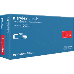 Boite de 100 Gants d'examen et de protection Nitrylex classic Taille L MERCATOR MEDICAL Bleu