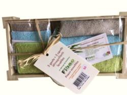 3 gants de toilette démaquillants + 3 carrés bambou microfibres peaux mixtes taille M