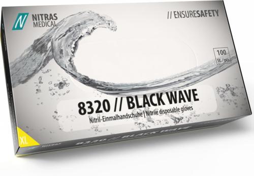 BOITE DE 100 GANTS NITRILE NOIR TAILLE XL - BLACK WAVE 8320
