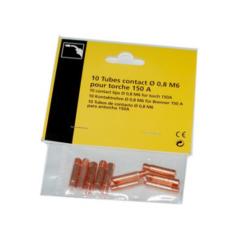 10 Tubes contact Diam 0,8 mm / M6 pour torches 150 A - GYS