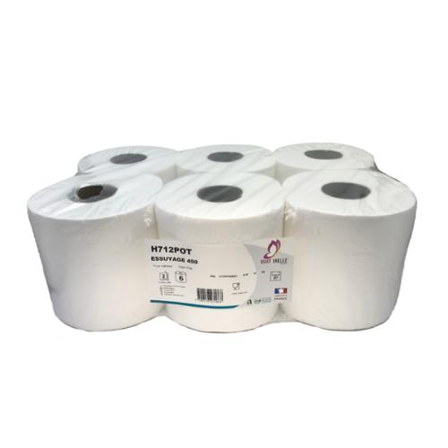 Lot de 6 rouleaux d'essuyage blanc - 450 feuilles H718P